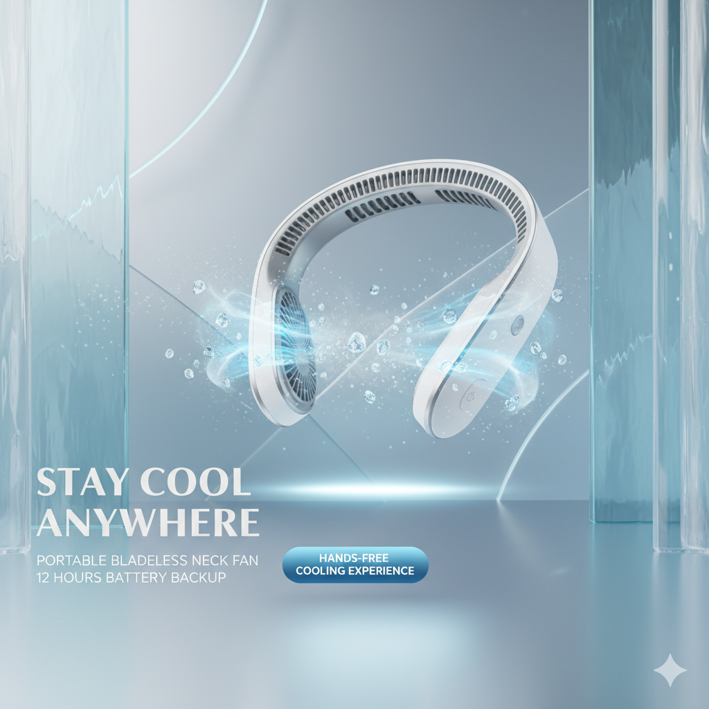 USB Rechargeable Neck Fan | 3 Modes Fan Speed